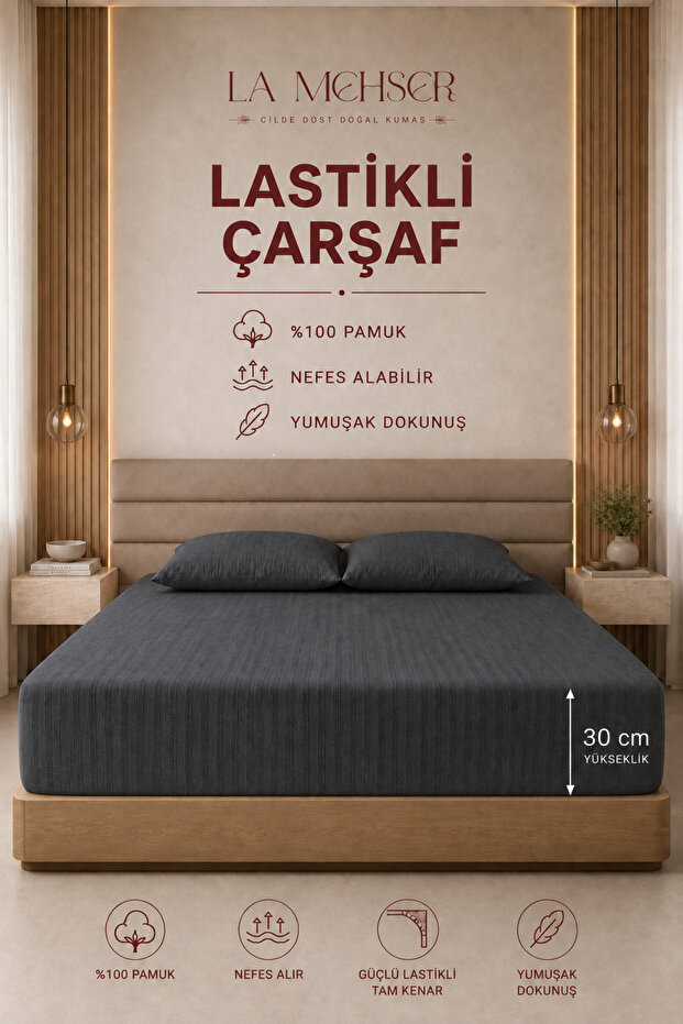 100% Cotton Combed Breathable Fabric Elastic Bed Sheet