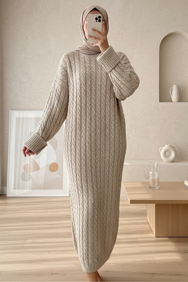 Hair Knitwear Dress -Stone