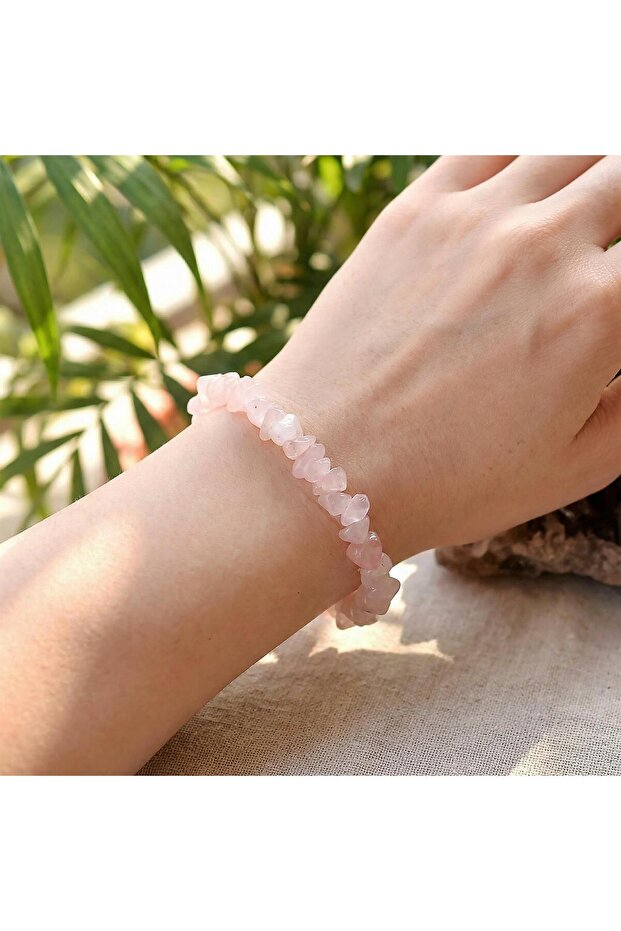Pink Quartz Stone Bracelet - Adjustable