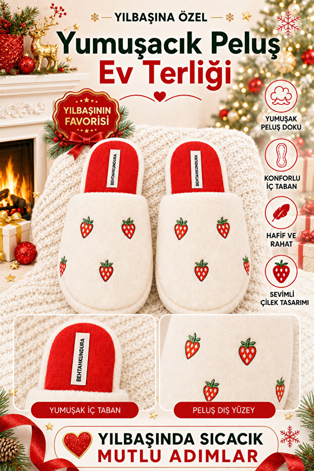 Women's House Slippers Plush Panda Figured Slippers Dowry and Bundle Slippers Do Not Make Noise Thick Sole