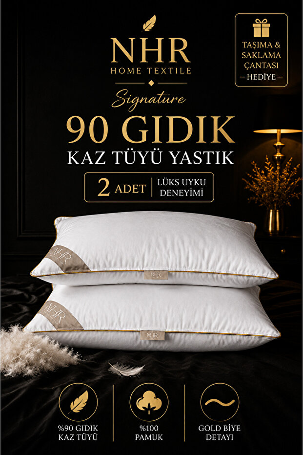 90% Gıdık Signature Series Goose Feather Filled Pillows, 2 Pieces / 50X70 cm