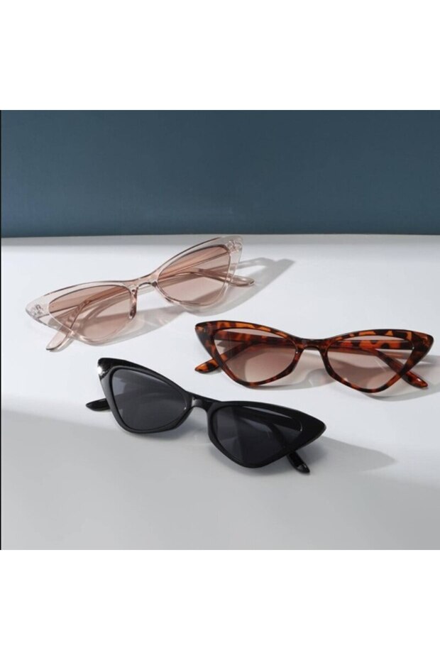 black brown demi 3 Pairs Per Set Small Cat Eye Sunglasses Women Cute Skinny Cat Eye Eyewear Retro Vi