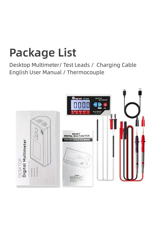 ET24D TOOLTOP ET24D Desktop 6000 Counts T-RMS Digital Multimeter Auto Range Voltmeter Ohm Capacitanc