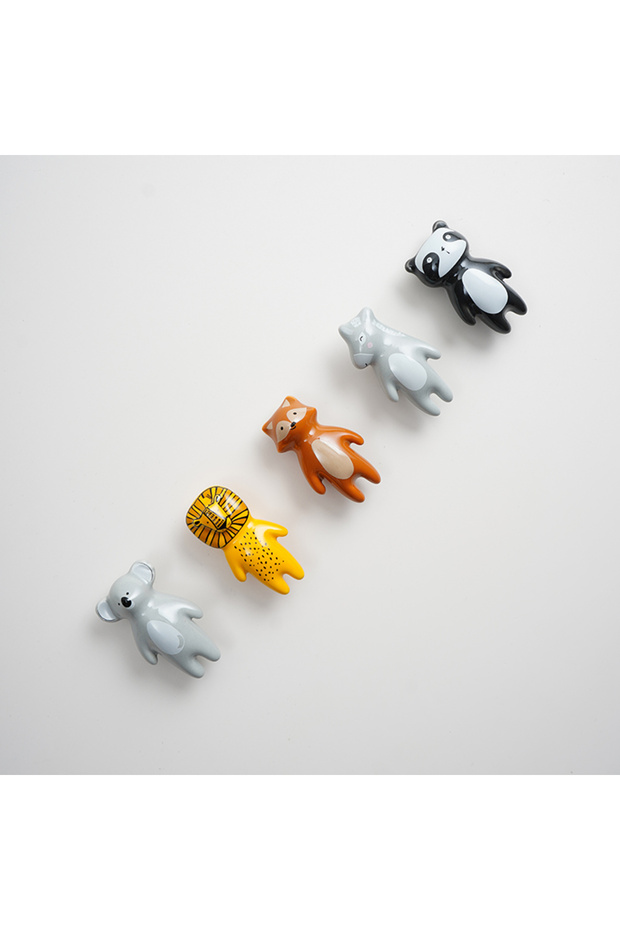 5 Different 5-Pack Cute Animal Ceramic Cabinet Knobs, Nordic Drawer Pulls, Lightweight Round Handles