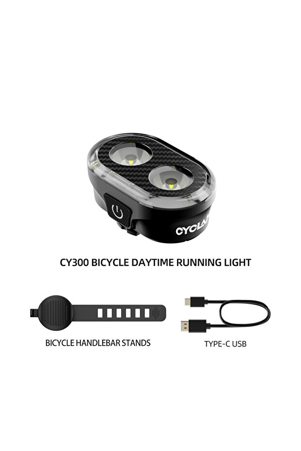 CY300 CYCLAMI مصباح أمامي ذكي للدراجة، مصباح أمامي للدراجة مقاوم للماء، شحن من النوع C، مناسب لركوب الدراجات الجبلية على الطرق، مقاس L