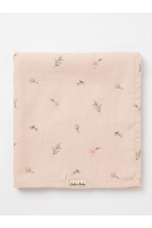 2 Layer Digital Floral Print Muslin Pink - 120*120 cm