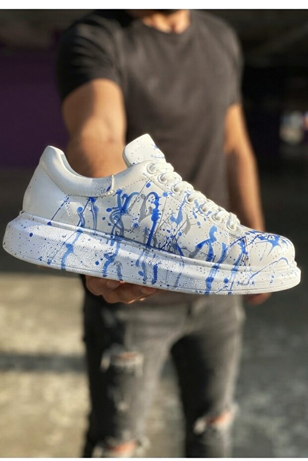 Pittura high quality alexandre sole custom printed men's sneaker blue spray