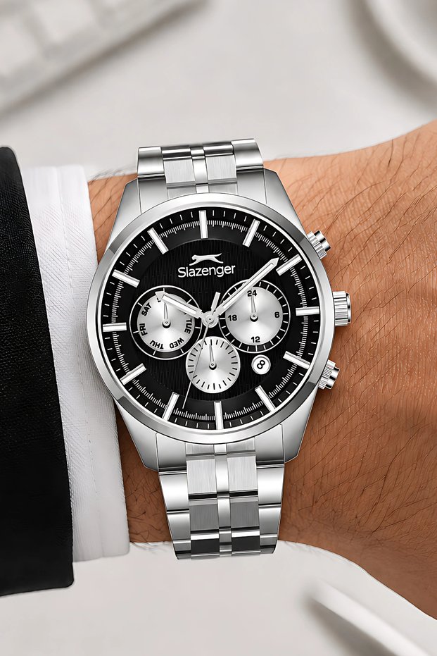 Functional Steel Cord, Steel Case Men's Wristwatch Bracelet Gift Silver-Black Sdslz00