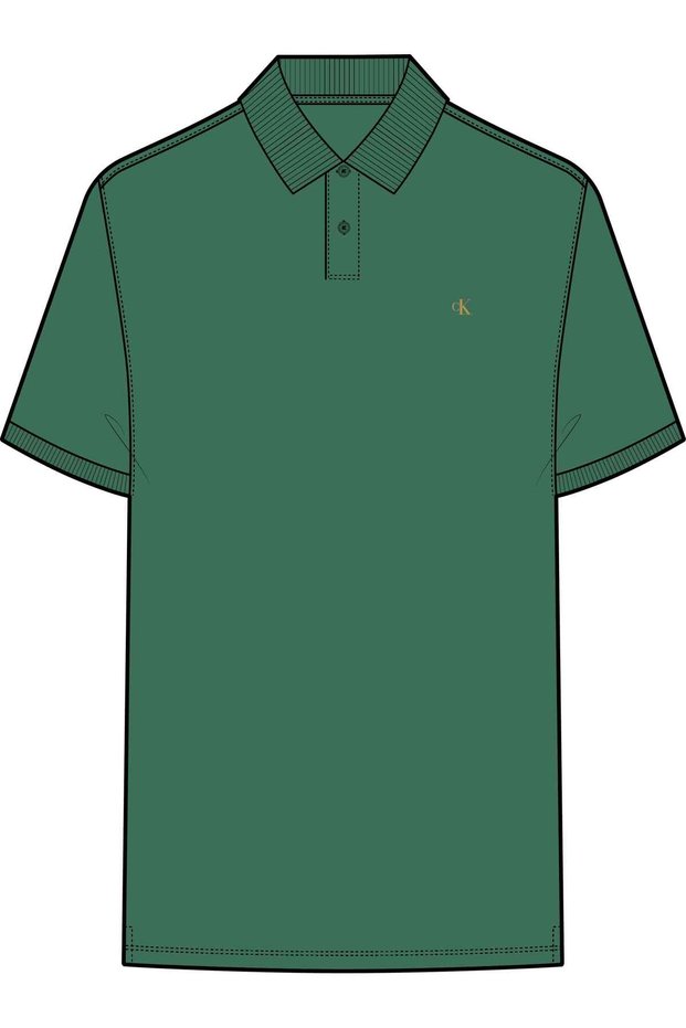 Men's Regular Fit 100% Cotton Ck Logo Short Sleeve Green T-Shirt