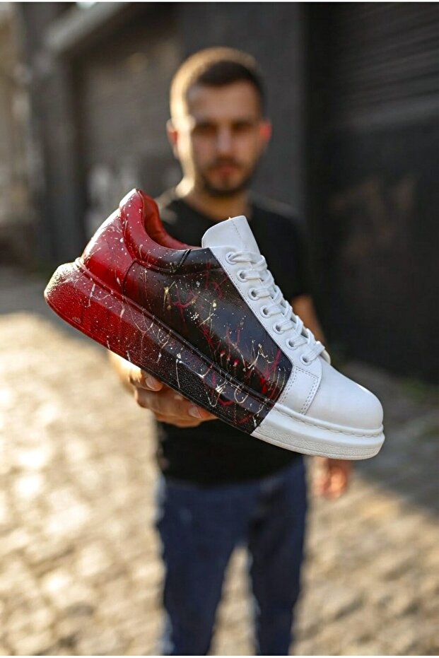Pittura high quality alexandre sole custom printed men's sneaker black red spray