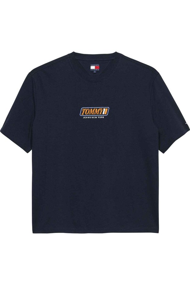 Men's Brand Logo T-Shirt in Navy Blue, Suitable for Daily Use