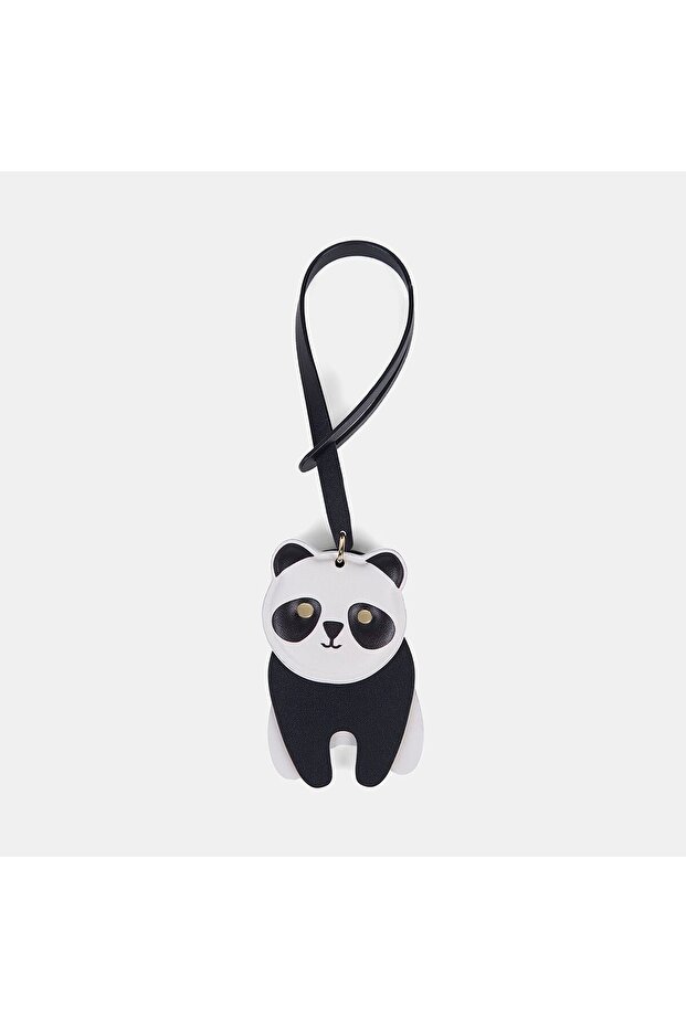Leather Charm with Black Panda Figure