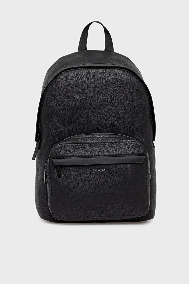 Men's Black Backpack with Zippered Internal Front Compartment, Adjustable Straps, and Large Internal Volume