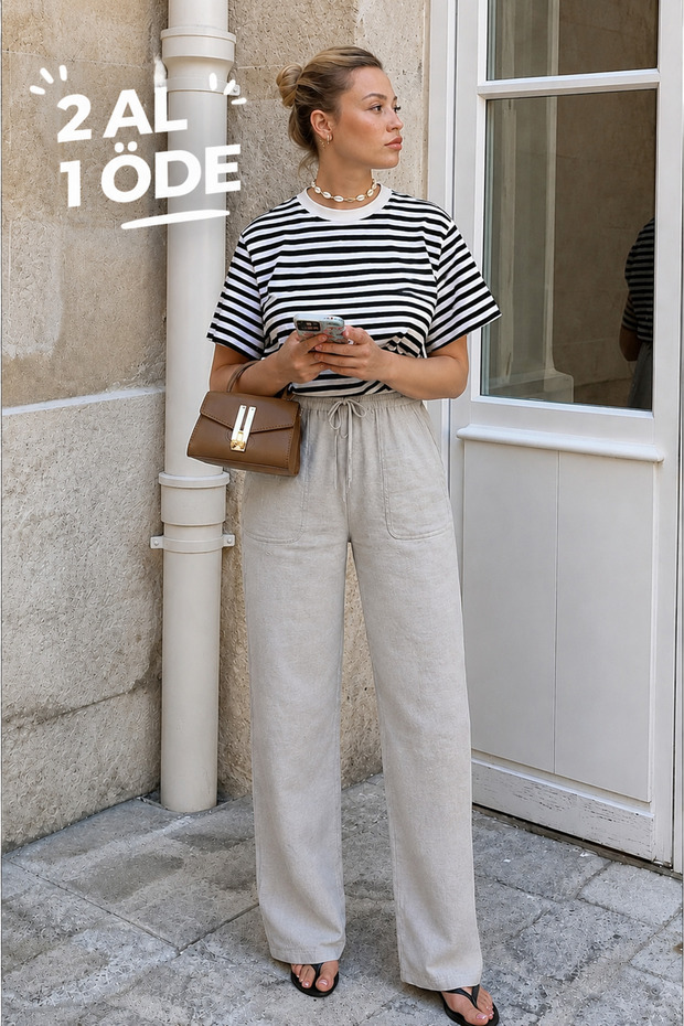 Women's 100% Cotton Linen Trousers Relaxed Cut Lightweight Fabric Daily Use