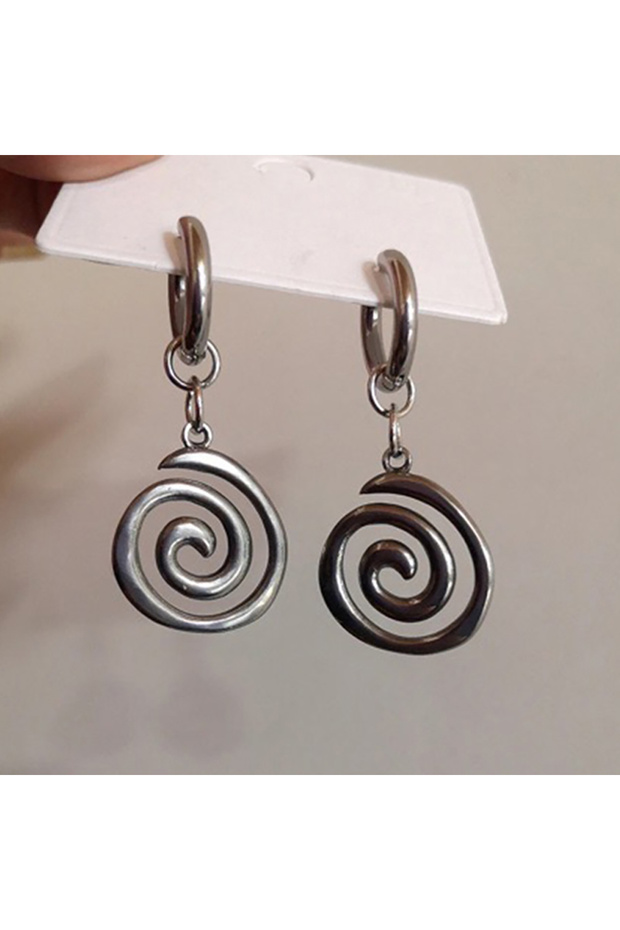Swirl Earrings Ethnic Silver Color Metal Round Earrings Personality Retro Geometry Make Old Spiral D