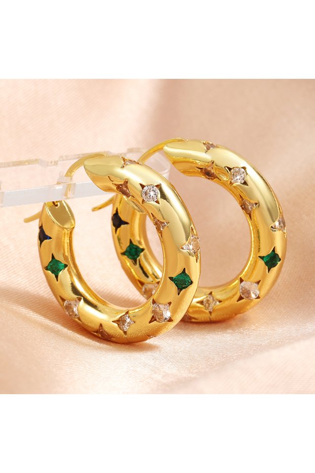 Earring A ZAKOL Y2K Trendy U Shape Stainless Steel Round Earrings For Women Girls Gold Color Imitati