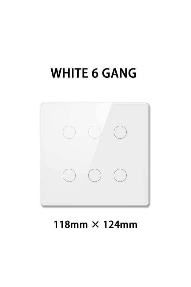 white 6 gang Brazil 4x4 Tuya WiFi 4/6/8 Gang Intelligent Wall Switch Voice Control Touch Sensor LED