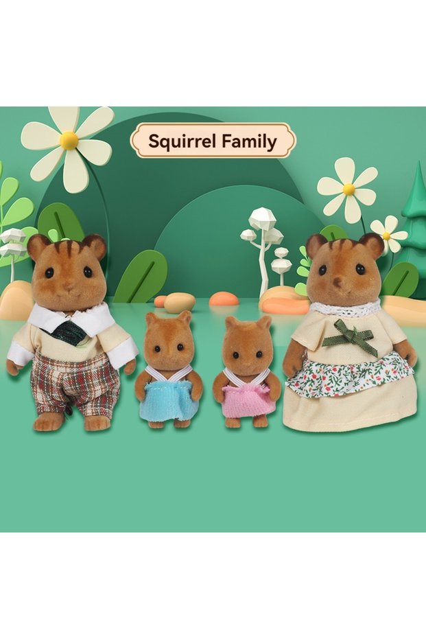 Squirrel Family Forest Animal Family 1/12 Dollhouse Furniture Bedroom Kitchen Bathroom Set Miniature