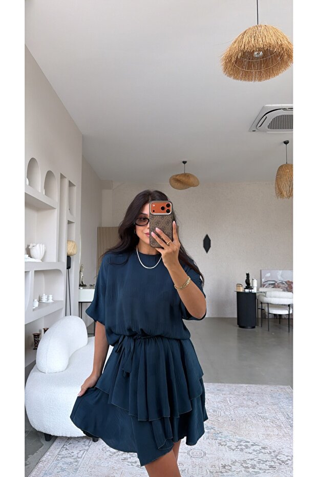 Petrol Double Layer Kiloş Dress