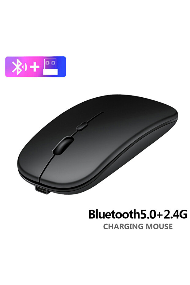 BT2.4G Black New Bluetooth Wireless Mouse USB Optical Rechargeable Mouse for Computer Laptop PC Macb