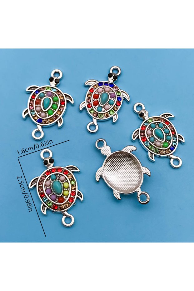 16657-Sea Turtle 5/6pcs Zinc Alloy Colorful European and American Style Small Pendants Charms Connec