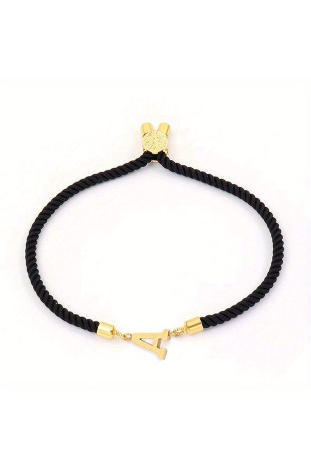 A 1pc Letter Beads Black Rope Bracelet Simple Classical Hand Rope Jewelry Decoration For Women Birth