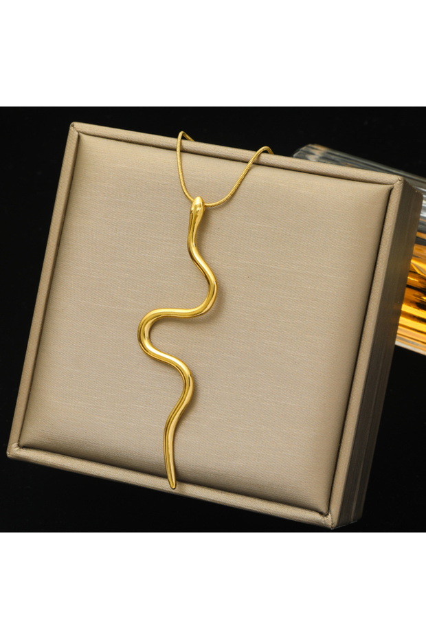 N163 EILIECK 316L Stainless Steel Creative Gold Color Snake Pendant Necklace For Women Girl New Desi