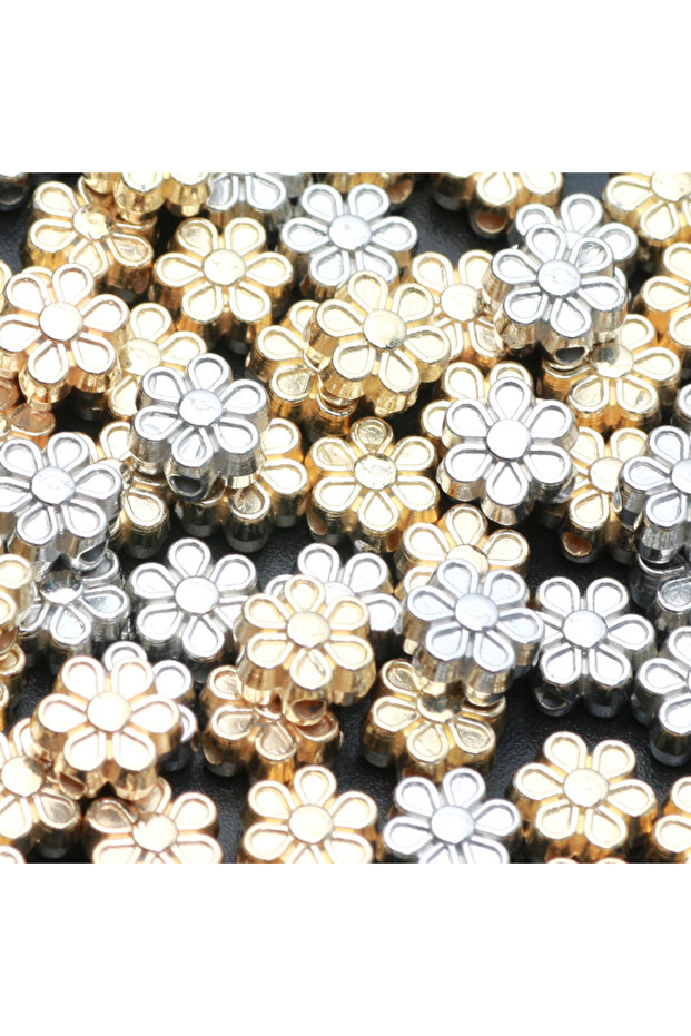 mixed 100pcs 7mm Gold Silver Color CCB Flower Beads Acrylic Loose Spacer Beads For Jewelry Making DI
