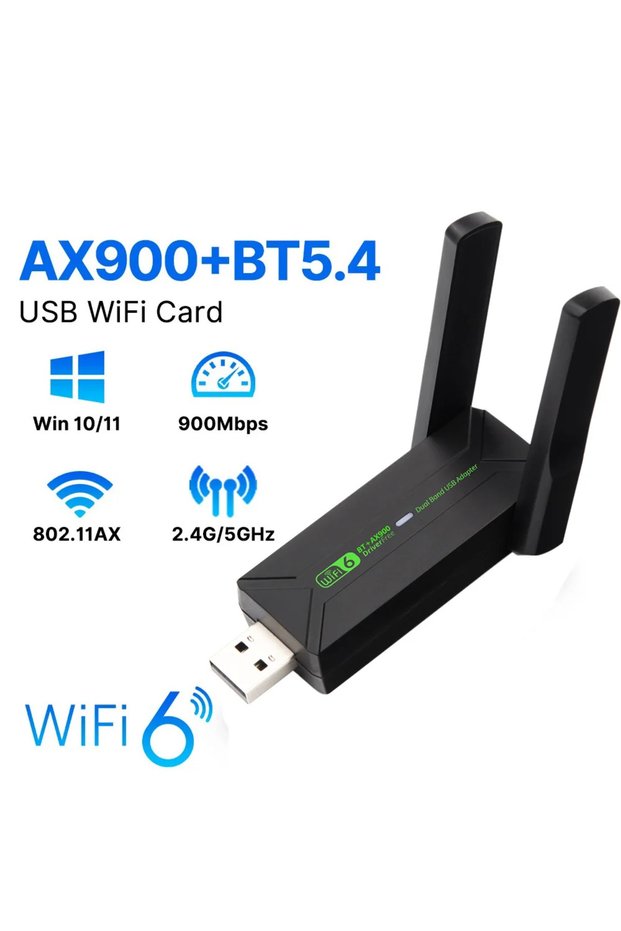 style 3 AX900 USB WiFi 6 Bluetooth 5.4 Adapter 2in1 Dongle Dual Band 2.4G&5GHz USB WiFi Network Wire