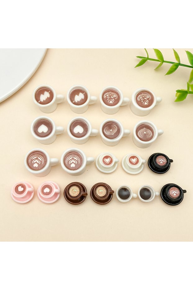SN1471 10/20pcs/lot Cute Latte Art Coffee Cup Charms 3D Resin Drink Mug Pendants for Earring Necklac