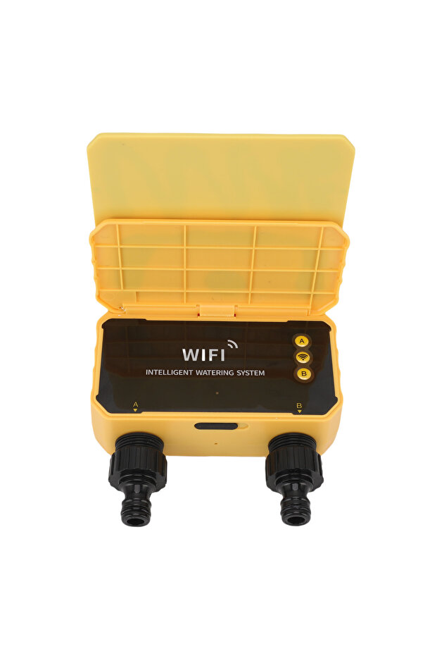 Gold WiFi Solar Watering Timer 2 Outlets Automatic Irrigation Timer for Garden Yard Rain Sensing Fun