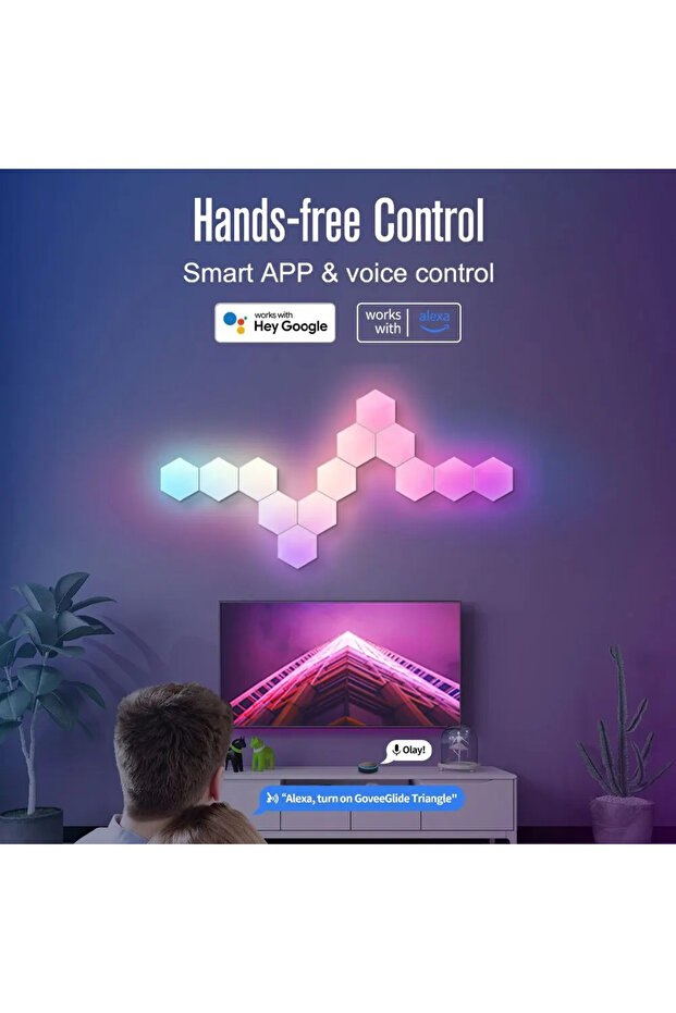 ١٠ مصابيح جدارية سداسية ذكية بتقنية RGB تعمل بتقنية الواي فاي، إضاءة ليلية محيطية متغيرة الألوان، تصميم يمكنك تركيبه بنفسك