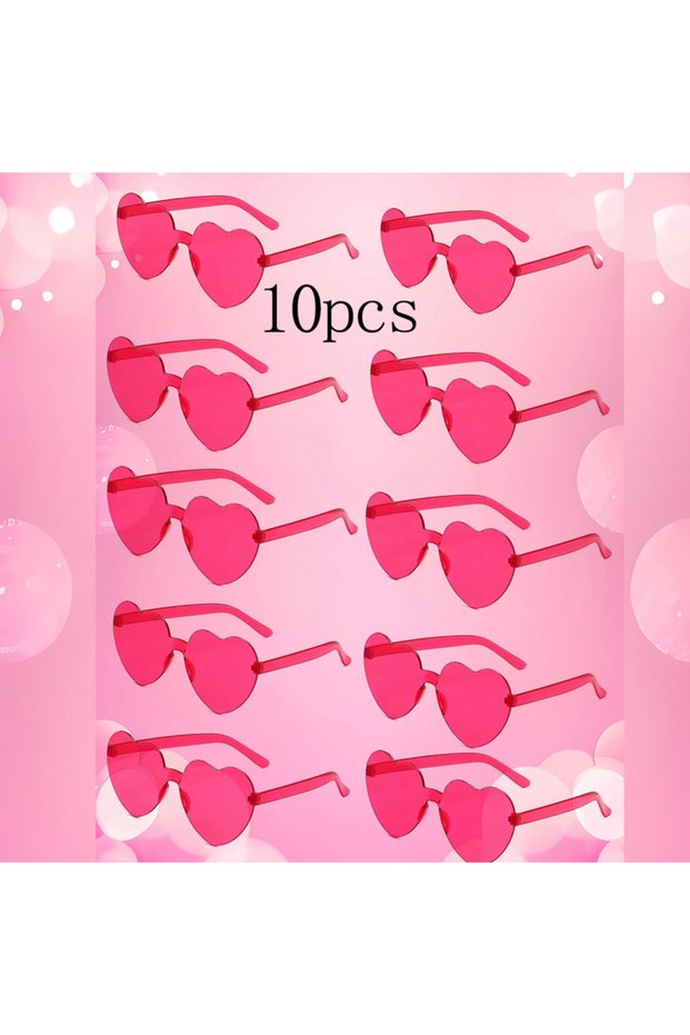 10pcs rose 10PC/sets Heart Sunglasses Love Sunglasses Jelly Color Frameless Heart-shaped One-piece G