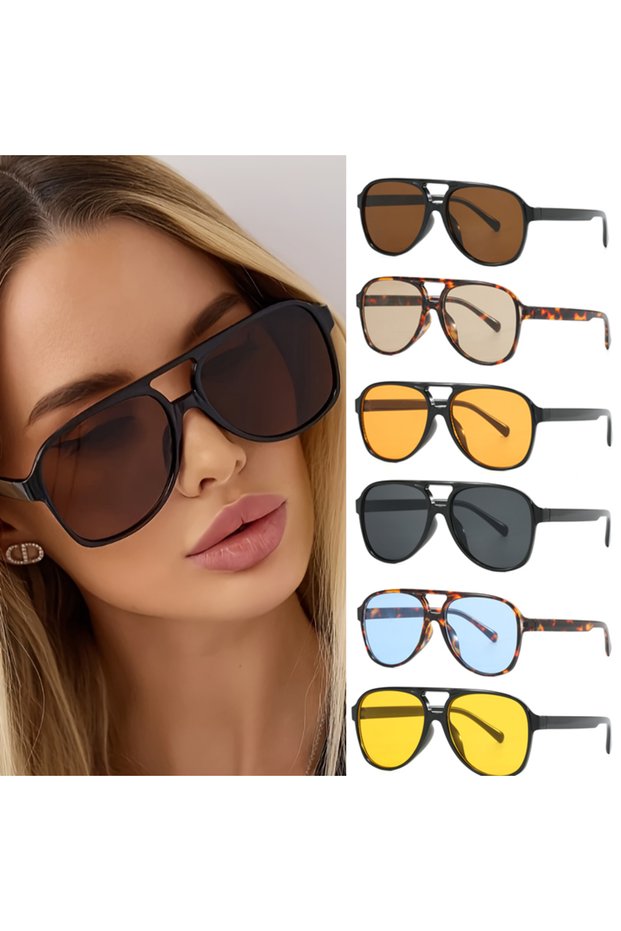 6pcs z02 Protective Glasses Fashion Large Frame Square Women Sunglasses Colorful Lens Gradient Sun G