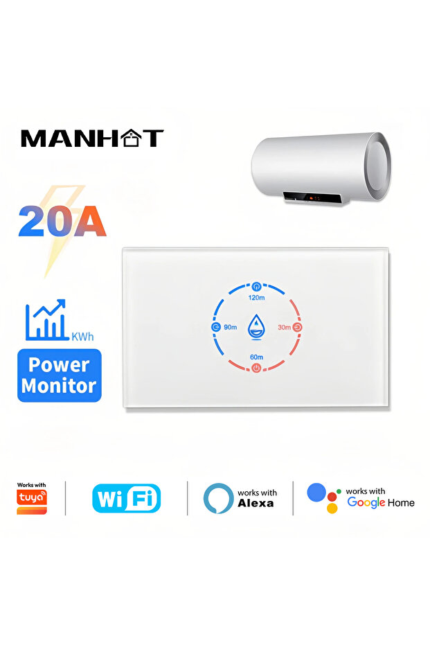 Smart WiFi Boiler Switch with Energy Monitoring 4400W Smart Water Heater Switch 20A US Standard Work