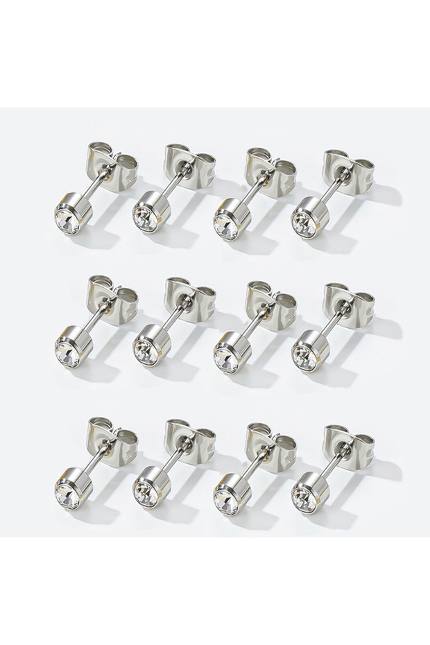 Silver 6pairs 6 Pairs Stainless Steel 4MM Piercing Earrings, Cartilage Tragus Helix Stud Earrings fo