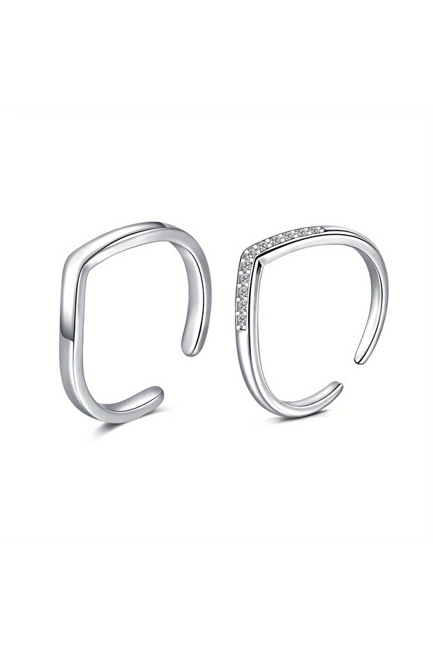 16 silvery 2pcs 2pcs Adjustable Toe Rings with Cubic Synthetic Zirconia, 304 Stainless Steel Toe Rin