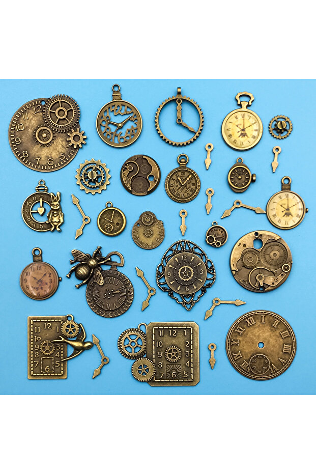 M71 30pcs Antique Bronze Skeleton Steampunk Clock Face Watch Gear Cog Wheel Charms For DIY Jewelry M