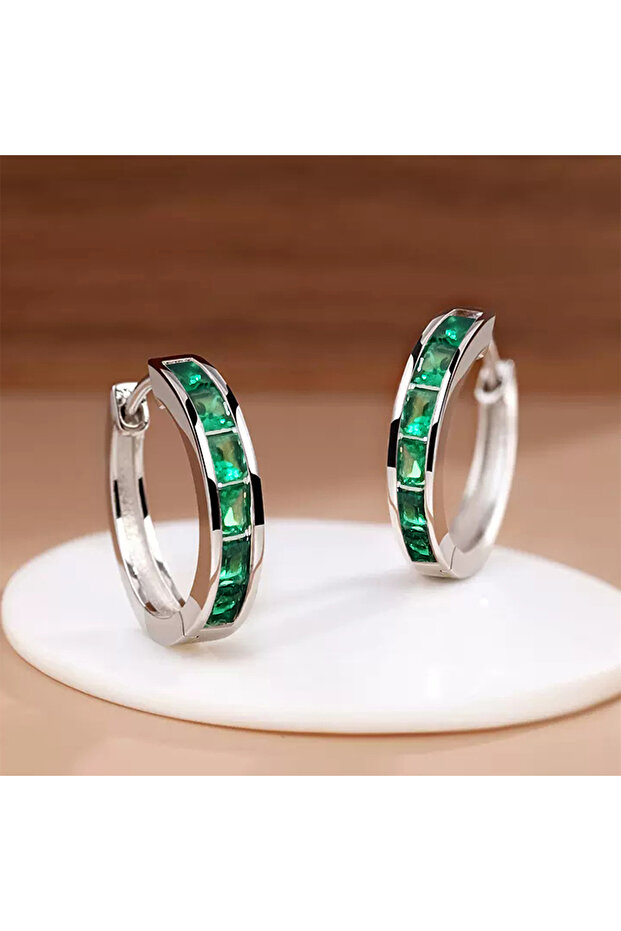 E4277 Huitan Classic Design Women Hoop Earrings Full with Princess Square CZ Simple and Elegant Fema