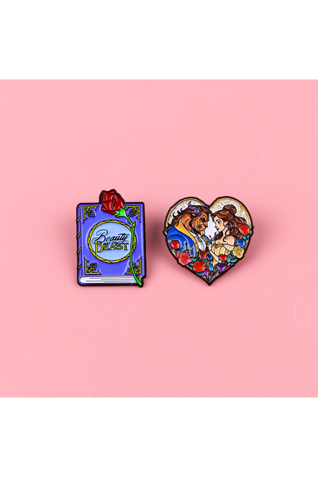 2pcs 2pcs Book & Rose Enamel Pin Cartoon Brooch For Coat Women's Brooches Fashion Lapel Badges Jewel