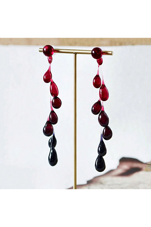 RED Dark Style Simulation Blood Drop Red Water Drop Tassel Earrings Gothic Funny Handmade Fashion Je