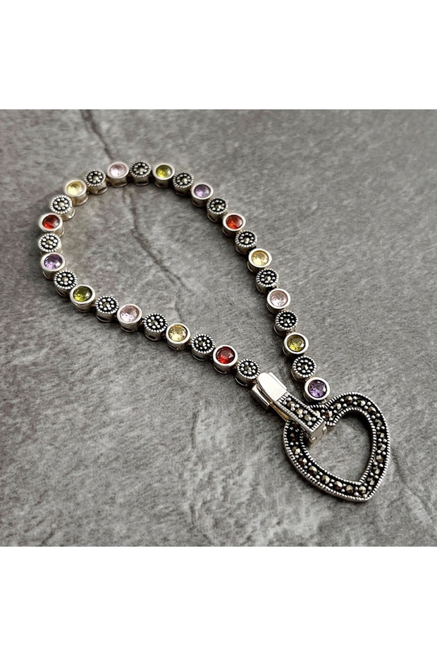 VBS4769 MEYRROYU Vintage Rainbow Zircon Heart Bracelet For Women Girl Summer Fashion New Jewelry Par