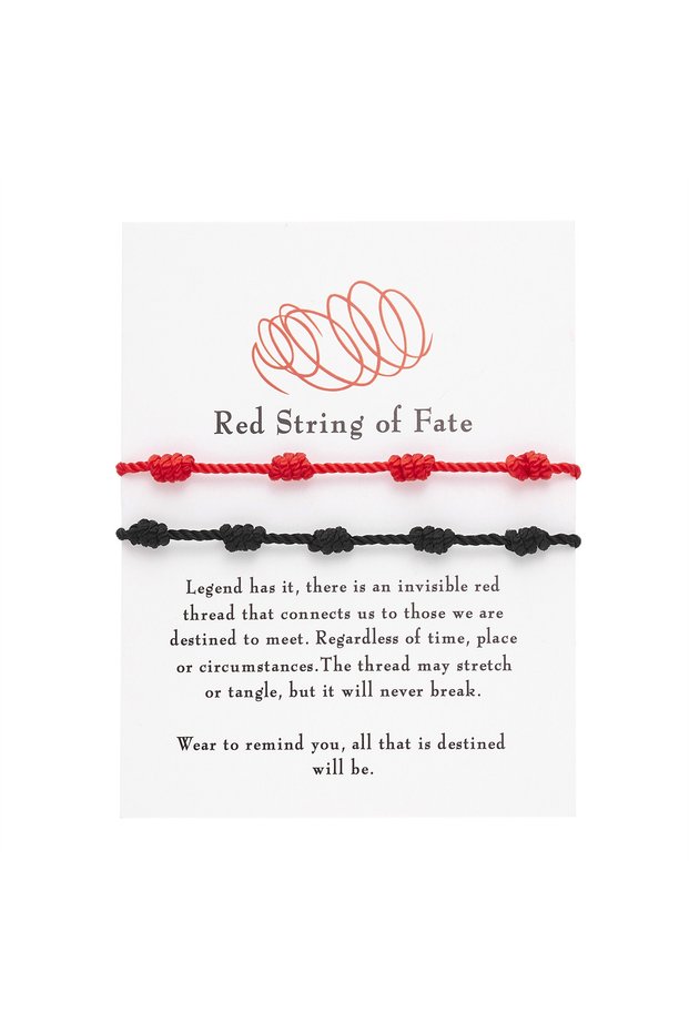 BR20Y0089-4 Lucky 7 Knots Red String Bracelets For Women Men Handmade Red Black Rope Chain Good Luck