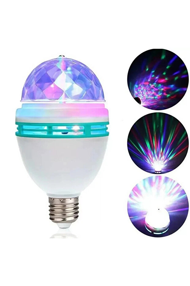 مصباح ديسكو دوار E27 RGB للحفلات، مصباح LED ستروب، لمبة كريستال ديسكو لحفلات أعياد الميلاد C