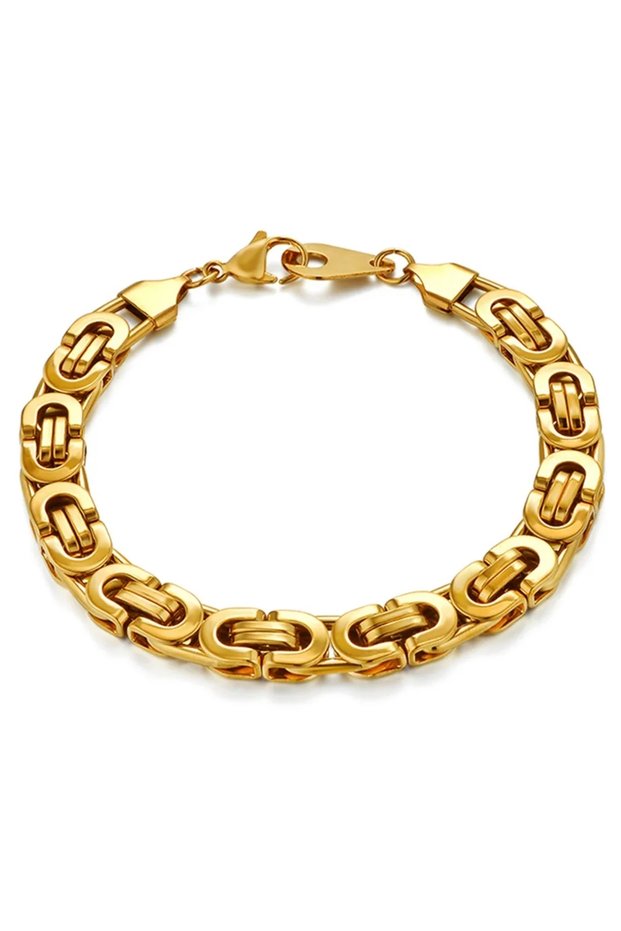 21cm Gold Color Newest 316L Stainless Steel Bracelet Men Wholesale Wristband 8mm Gold Color Male Han