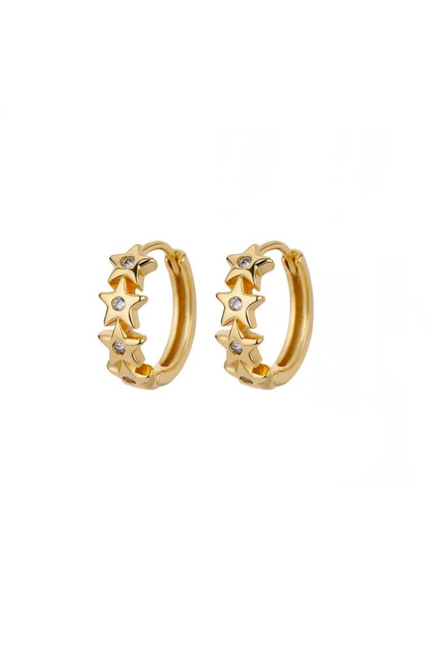 gold A Girl 1Pair Mini Zircon Star Hoop Earrings for Women Earrings Korean Fashion Ear Buckle Jewelr