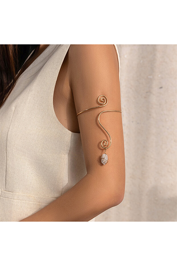 Color 4 Ingemark Creative Water Drop Stone Pendant Open Cuff Bangles for Women Wed Bridal Goth Geome