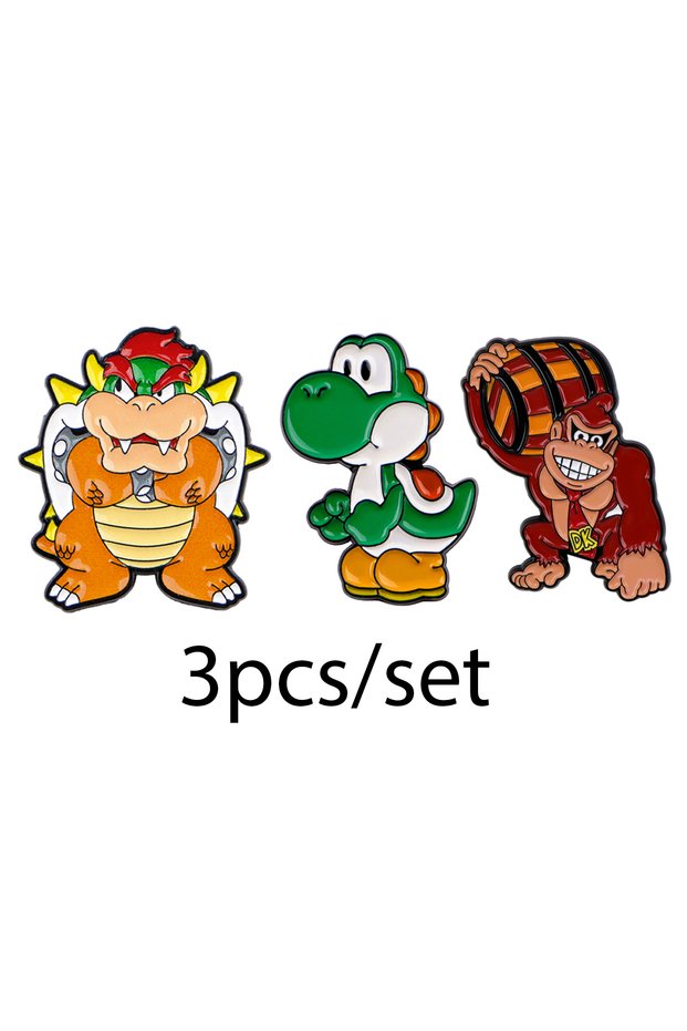 Bandai 3pcs 3pcs Game Figure Enamel Pin Cartoon Dinosaur Brooch For Coat Women's Brooches Fashion La