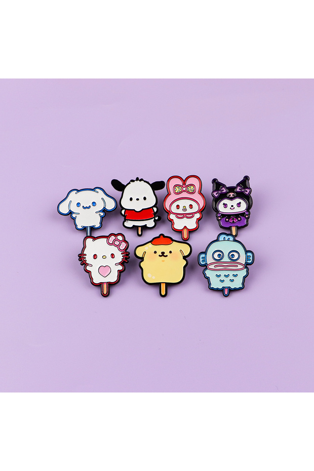 Bandai 7pcs 7pcs Cute Animals Enamel Pin Cartoon Anime Brooch For Coat Women's Brooches Fashion Lape