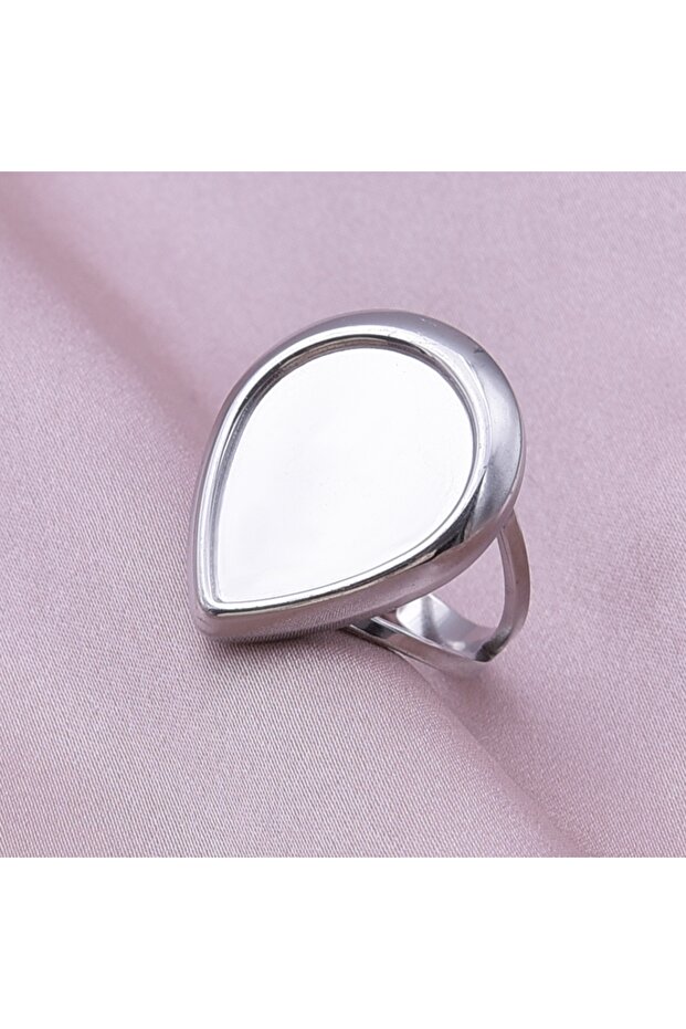 J461-S Drop Shaped Smooth Surface Fashion Gold Plated Double Deck Ring Opening Adjustable Stainless